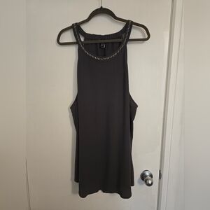 Torrid Grey Tank Top with Beaded Neckline 5x